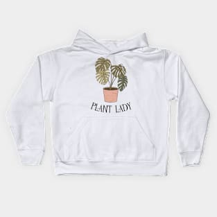 Plant Lady - Boho Monstera Plant (Black) Kids Hoodie